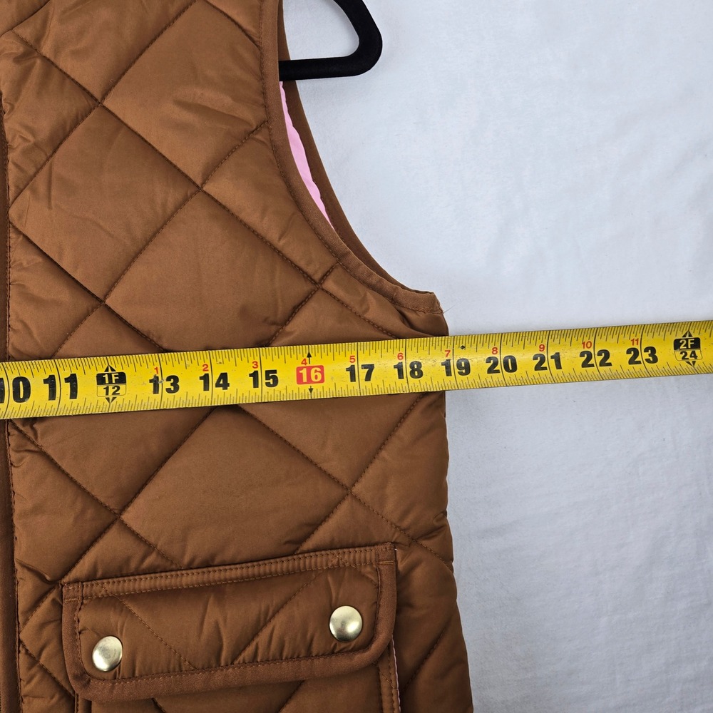 J.Crew Excursion Puffer Quilted Vest NEW XS Brown Pink Lining XS Women's Recycle - Picture 9 of 10